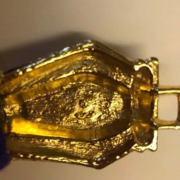 Designer Purple Knit Belt Gold Color Enamel on Both Parts of Buckle 31 7/8” Long - Picture 15 of 16
